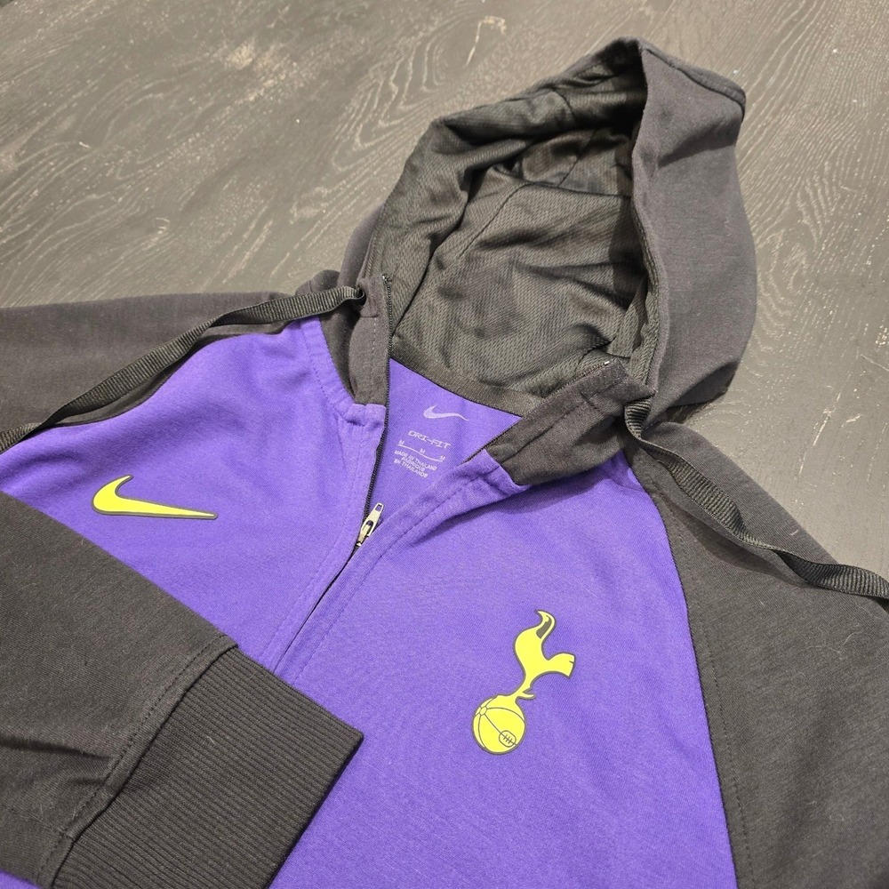 Nike Tottenham Hotspur Soccer Hoodie Mens Medium Purple Black Dri-FIT 1/4 Zip